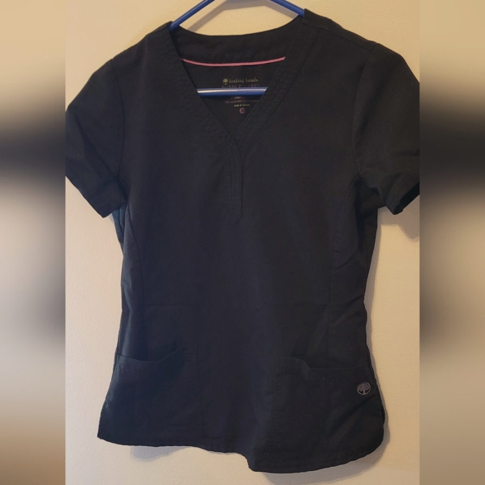 Healing hands purple label scrubs, black size XS.